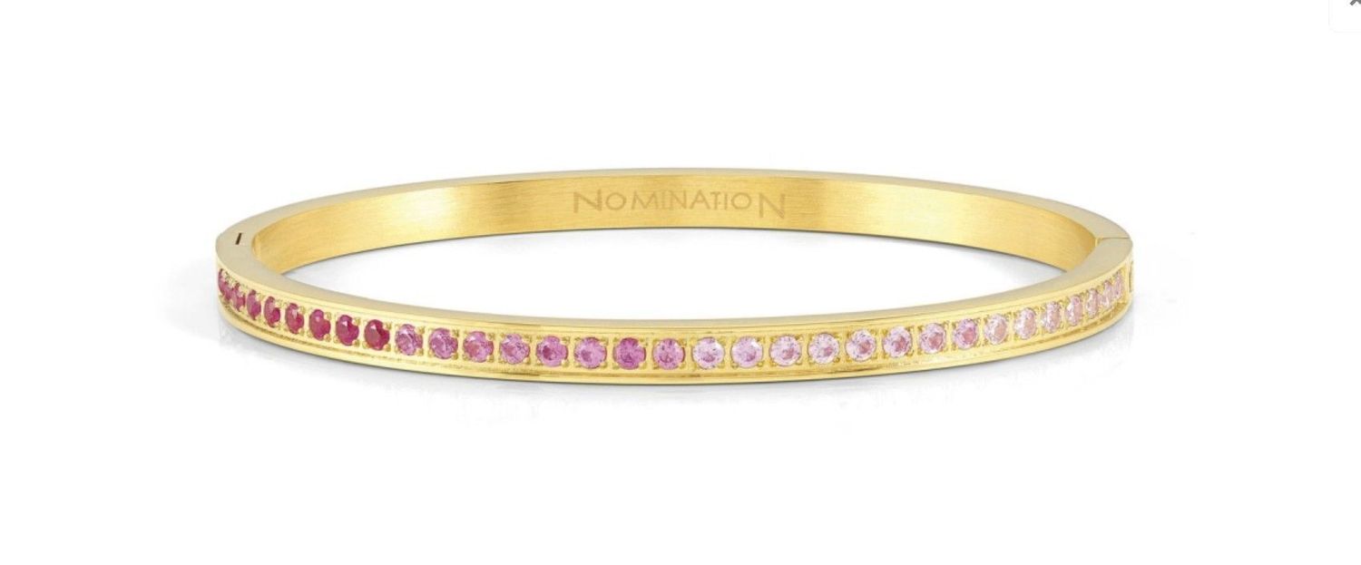 Bransoletka Nomination Pretty Bangle 029506 021 – Różowe Cyrkonie, Złota Stal PVD.jpg